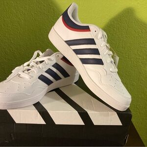 Adidas White and Blue Hoops 4.0